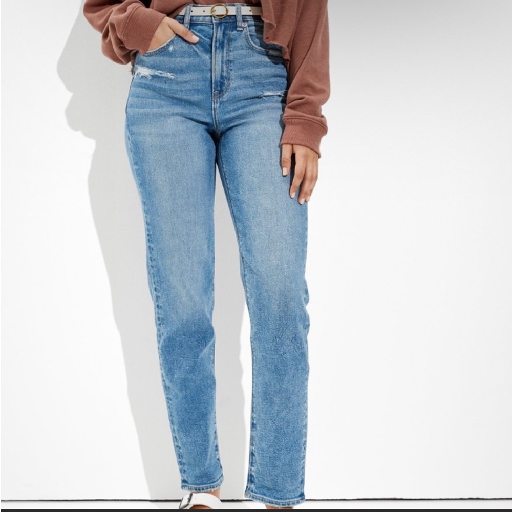 American Eagle Stretch Mom Straight High Rise Jean Size 18 Reg